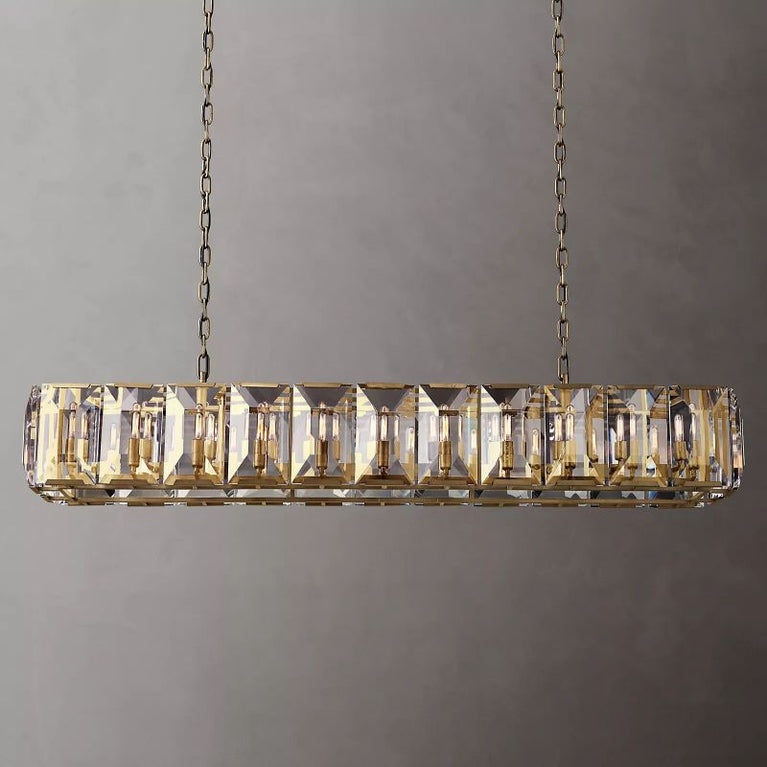 Harlowe Crystal Rectangular Chandelier Light 74"