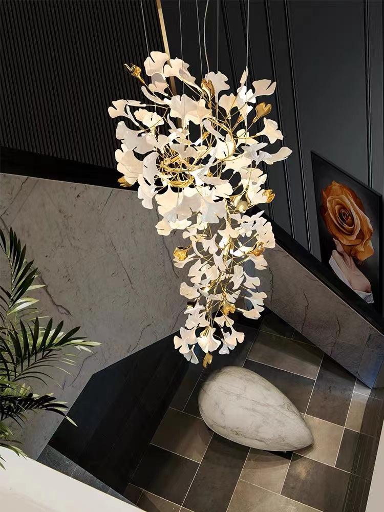 Porcelain Linear Gold Chandelier chandeliers for dining room,chandeliers for stairways,chandeliers for foyer,chandeliers for bedrooms,chandeliers for kitchen,chandeliers for living room Rbrights W 36'' x H 59''