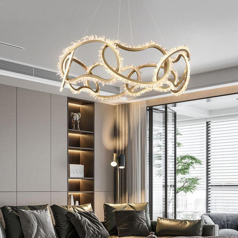Mamie Multi Ring Rock Crystal Chandelier for Living Room