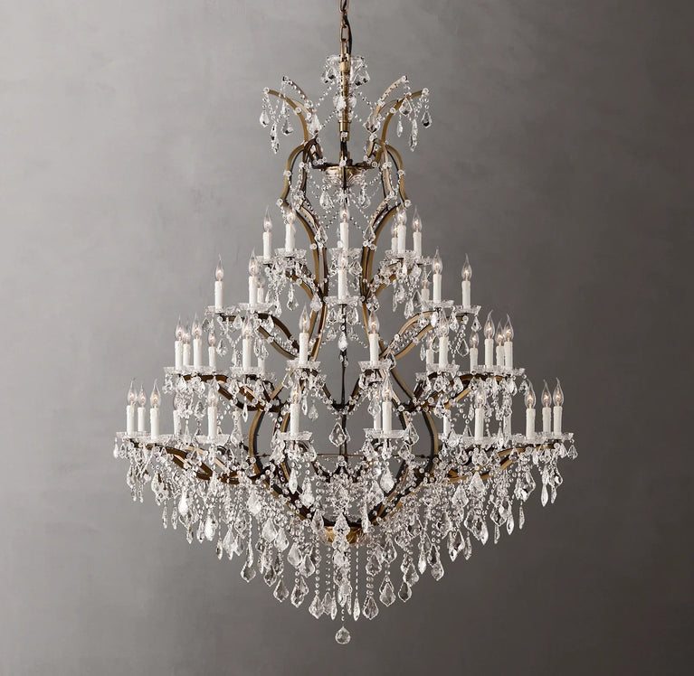 Rococo Iron & Crystal Round Chandelier 60 Inches