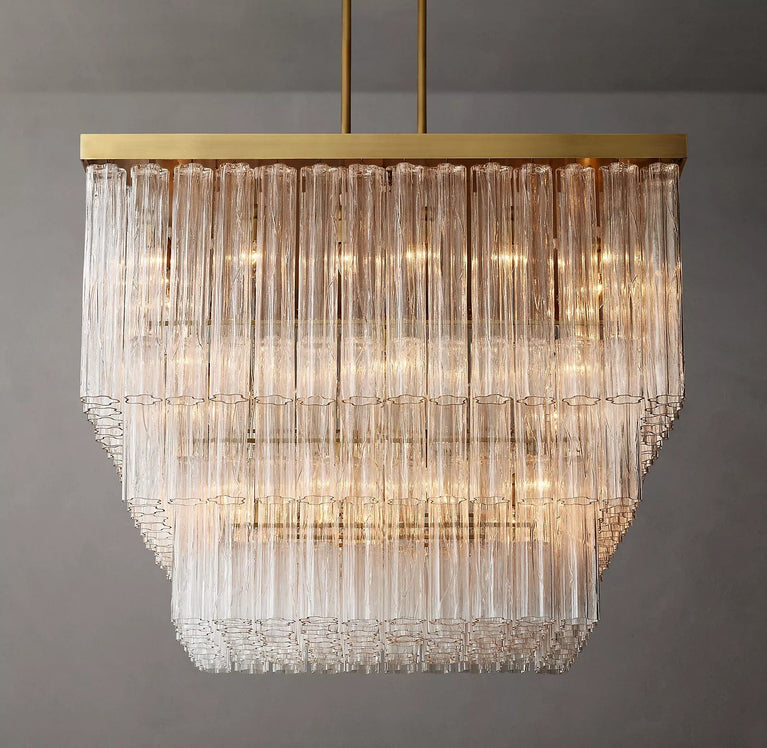 Caesar Glass Tube Square Chandelier 45"