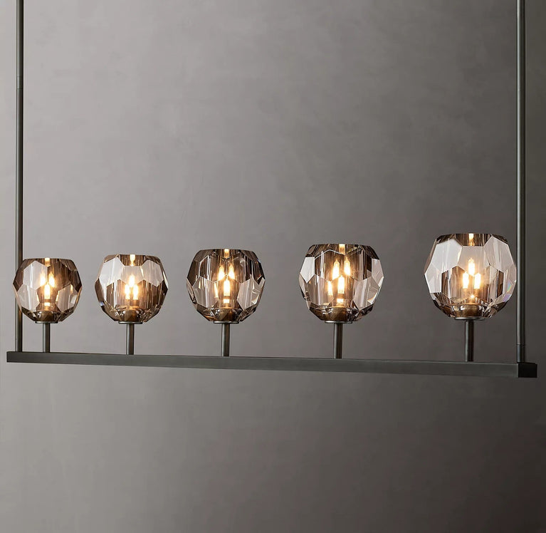 Boule De Cristal Smoke Glass Minimalist Linear Chandelier 48"