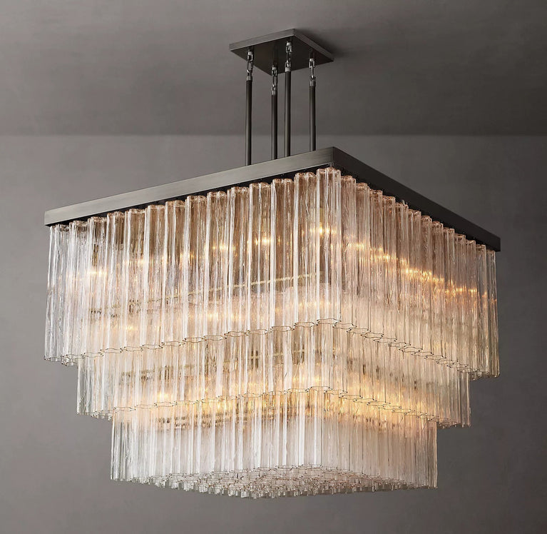 Caesar Glass Tube Square Chandelier 45"