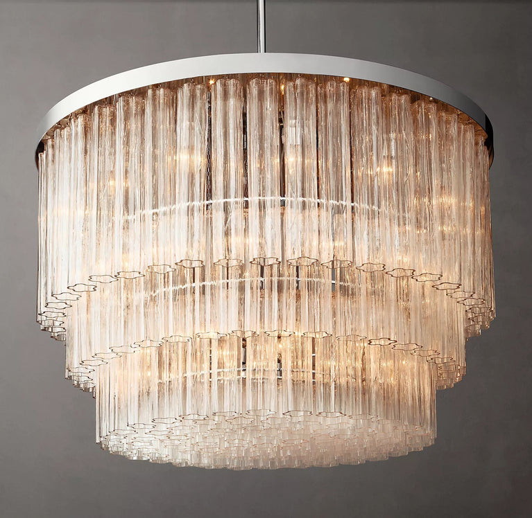 Caesar Glass Tube 3-Tier Round Chandelier 36"