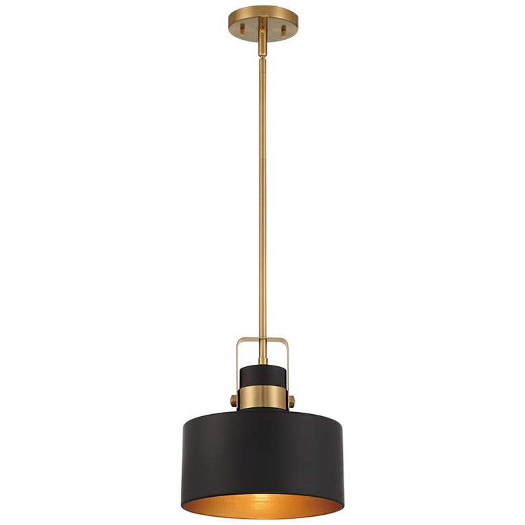Courtney Wide Soft Gold Matte Black Mini Pendant 10" D