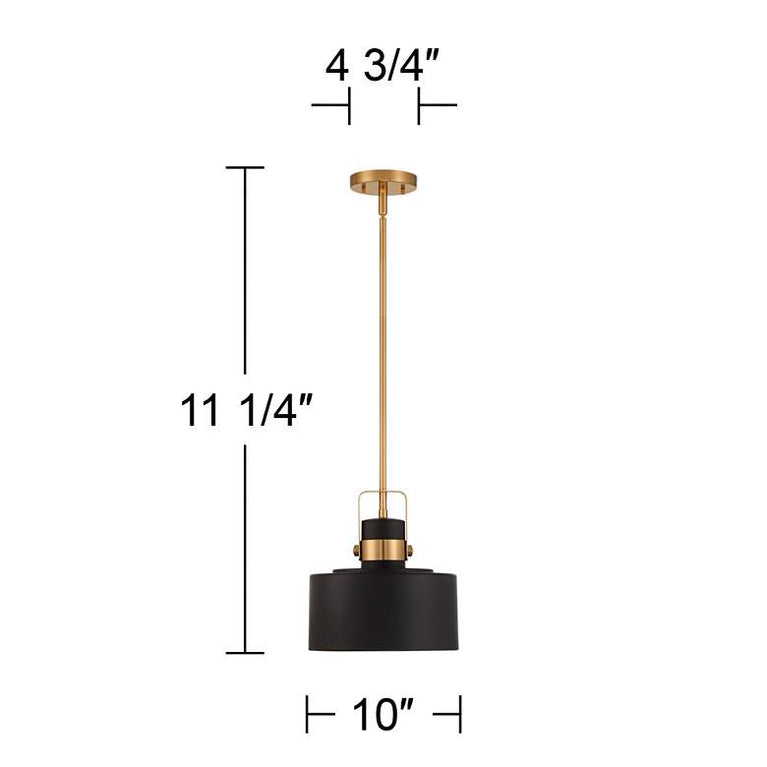 Courtney Wide Soft Gold Matte Black Mini Pendant 10" D