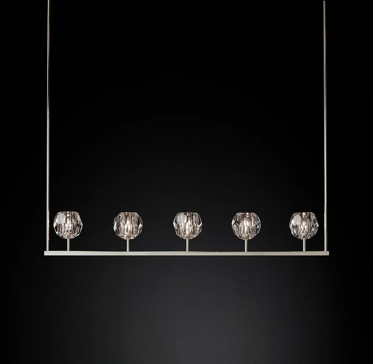 Boule De Cristal Clear Glass Minimalist Linear Chandelier Light 48"
