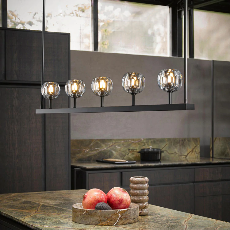 Boule De Cristal Smoke Glass Minimalist Linear Chandelier 48"