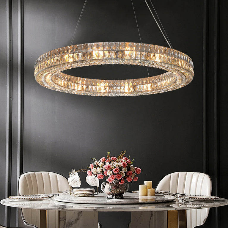 Clear K9 Crystal Ring Chandelier