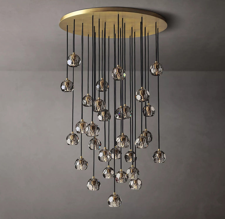 Luxury Boule De Cristal Smoke Glass Ball Round Cluster Chandelier 40"