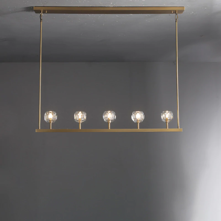 Boule De Cristal Clear Glass Minimalist Linear Chandelier Light 48"