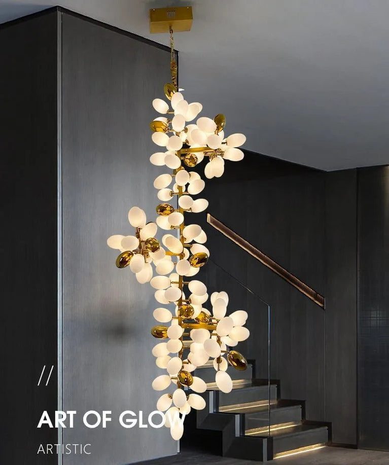 Melano Modern Luxury Linear Glass ball Chandelier Light