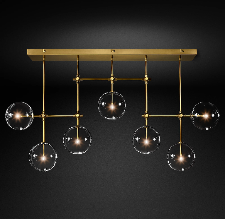 Fulcrum Glass Globe Mobile Linear Chandelier Light 60"