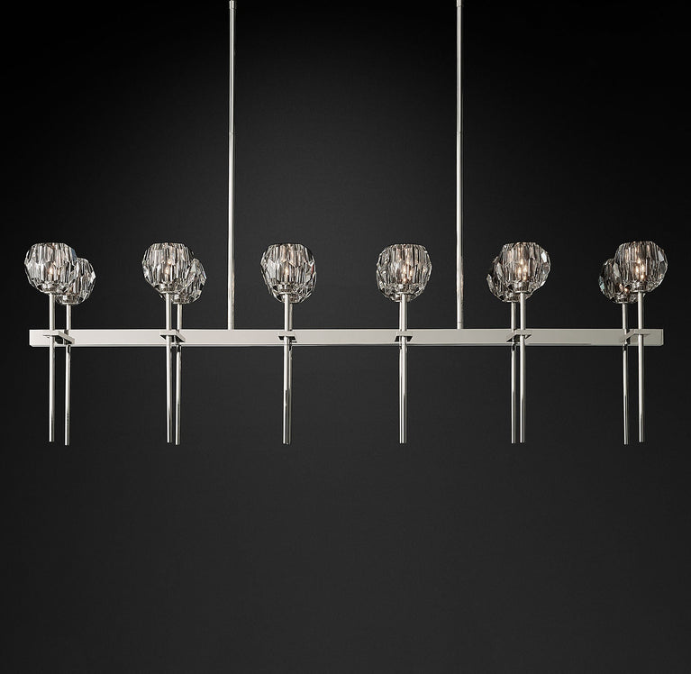 Bille De Crystal Ball Double Linear Chandelier 60"
