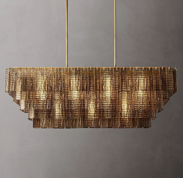 Sirene Glass Rectangular Chandelier 59", Glamorous Chandeliers