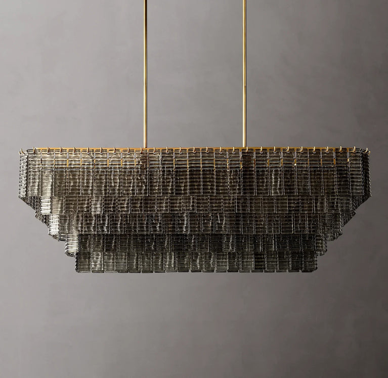Sirene Glass Rectangular Chandelier 59", Glamorous Chandeliers