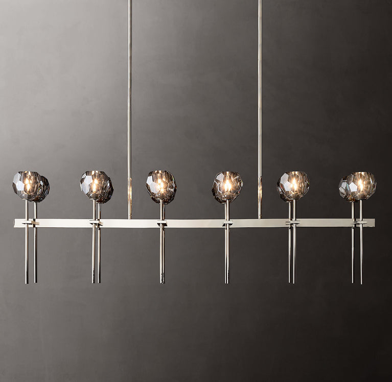 Bille De Crystal Ball Double Linear Chandelier 60"