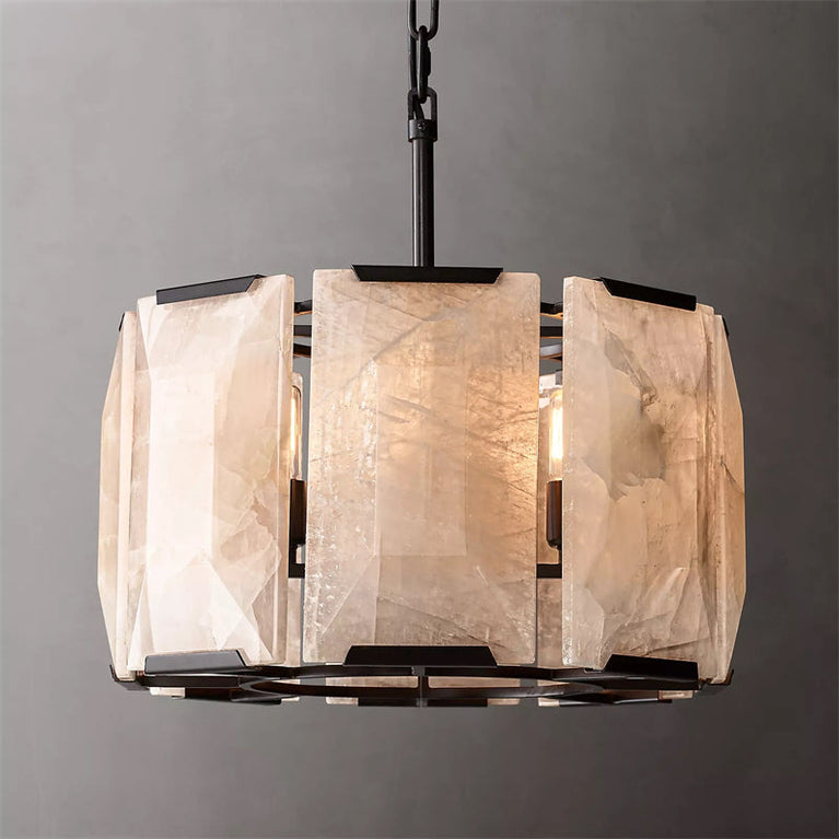Harlowe Calcite Round Chandelier 19", Modern Island Chandelier