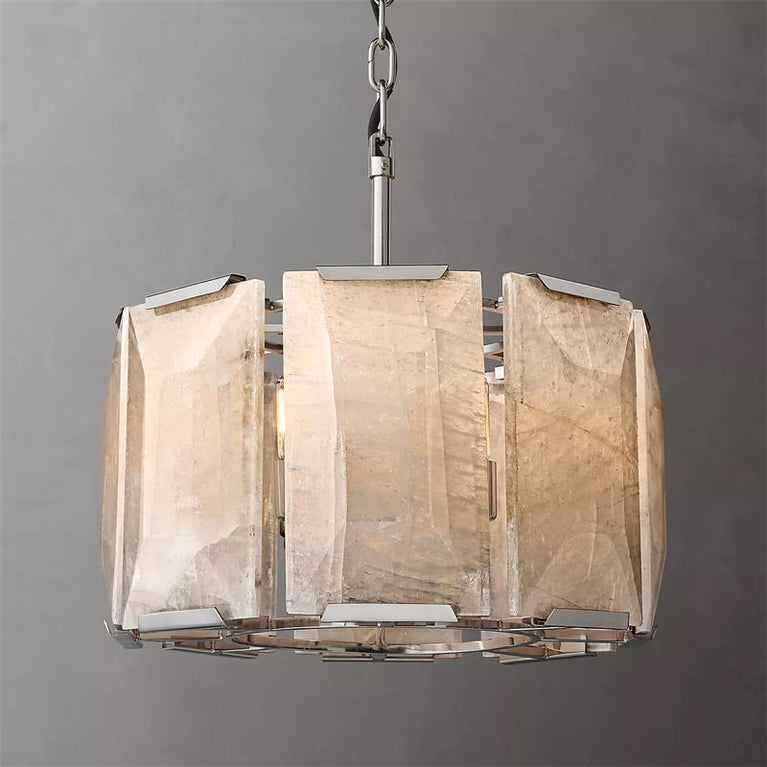 Harlowe Calcite Round Chandelier 19", Modern Island Chandelier