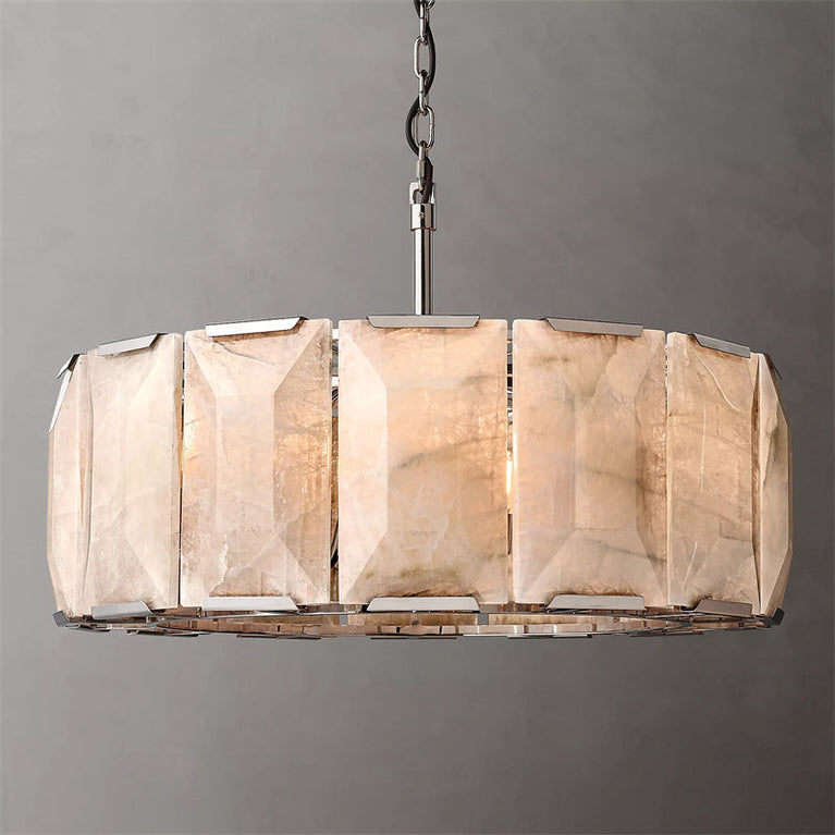 Harlowe Calcite Round Chandelier 31", Modern Indoor Light Fixtures