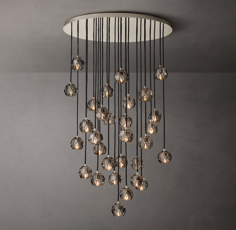 Bille De Crystal Round Cluster Chandelier 40" Smoke GLASS