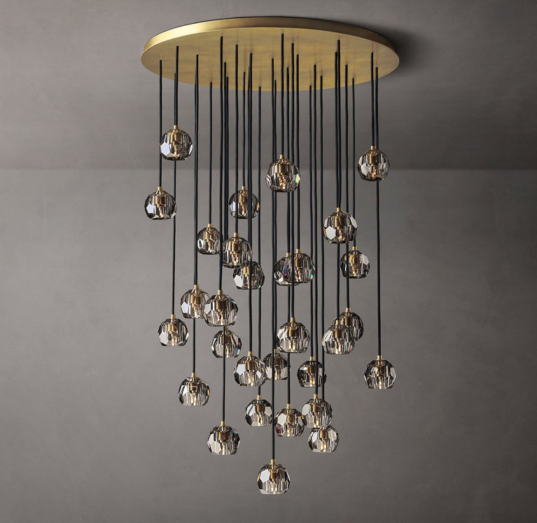 Bille De Crystal Round Cluster Chandelier 40" Smoke GLASS