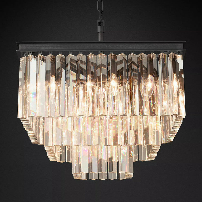 Clavel Crystal Square Chandelier Light Fixtures for Dinning Table