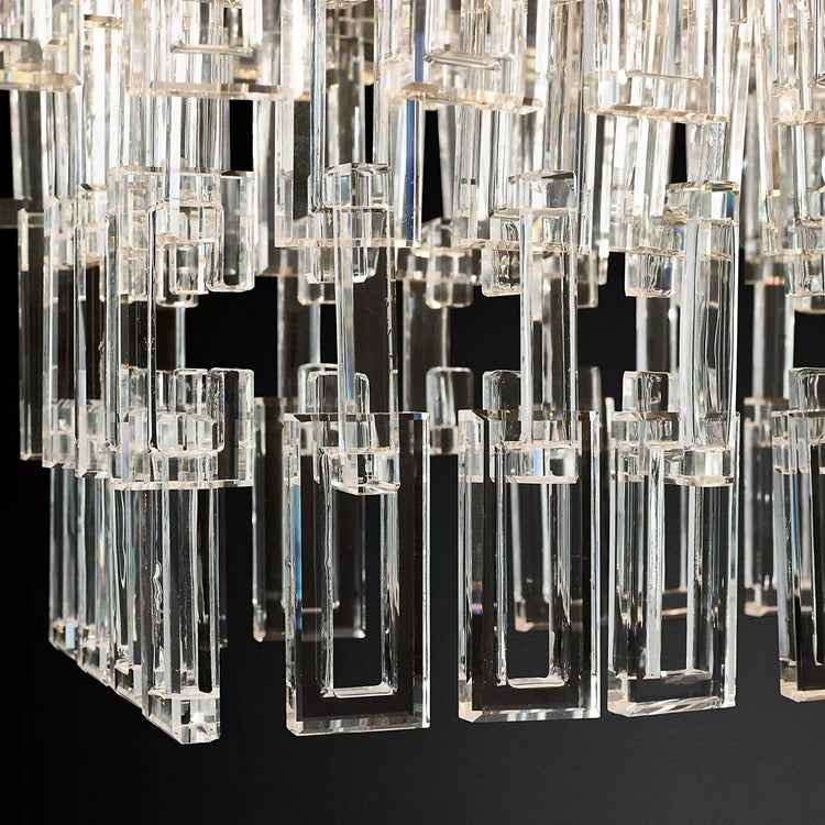 Fabricia Tiered Rectangle Glass Chandelier, Luxury Modern Indoor Lamps