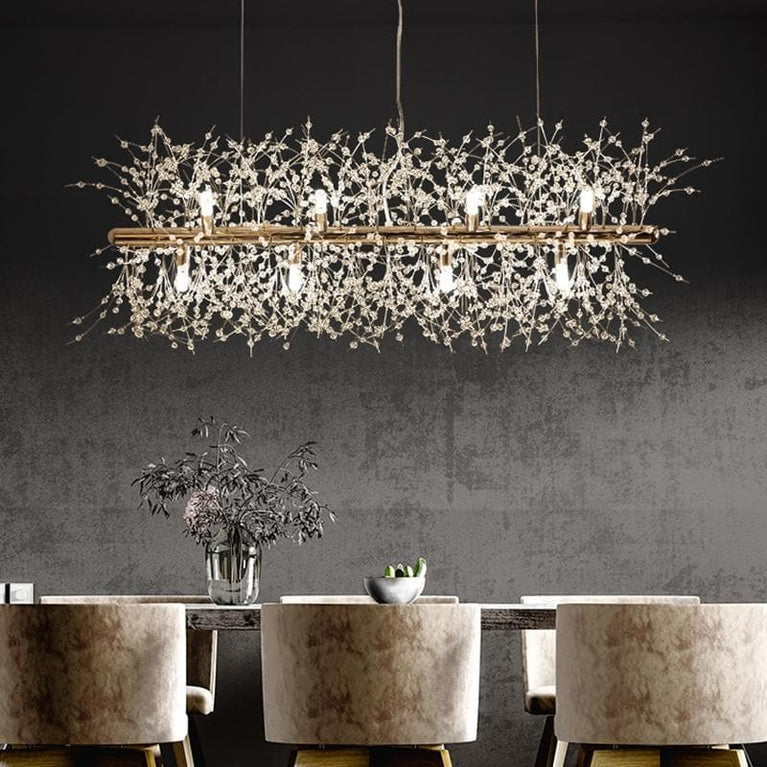 Glenn Modern Golden Crystal Long chandelier Diameter 28 Inch 35 Inch