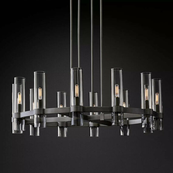 Customized Ravelle Chandelier 24" Bronze finish and Two-tier customized chandelier