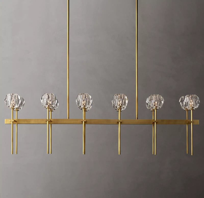 Bille De Crystal Ball Double Linear Chandelier 60"