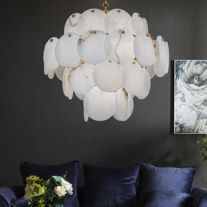 Celestia Modern Round Alabaster Pendant Light, Luxurious Round Chandelier