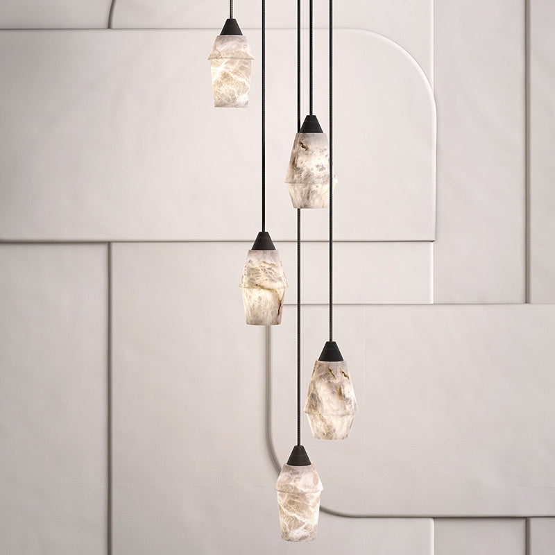 Emilia Alabaster Pendant Lighting Over Dining Table