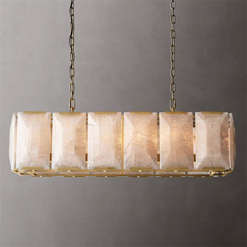 Harlowe Calcite Rectangular Chandelier 42" for Bedroom, Dinning room