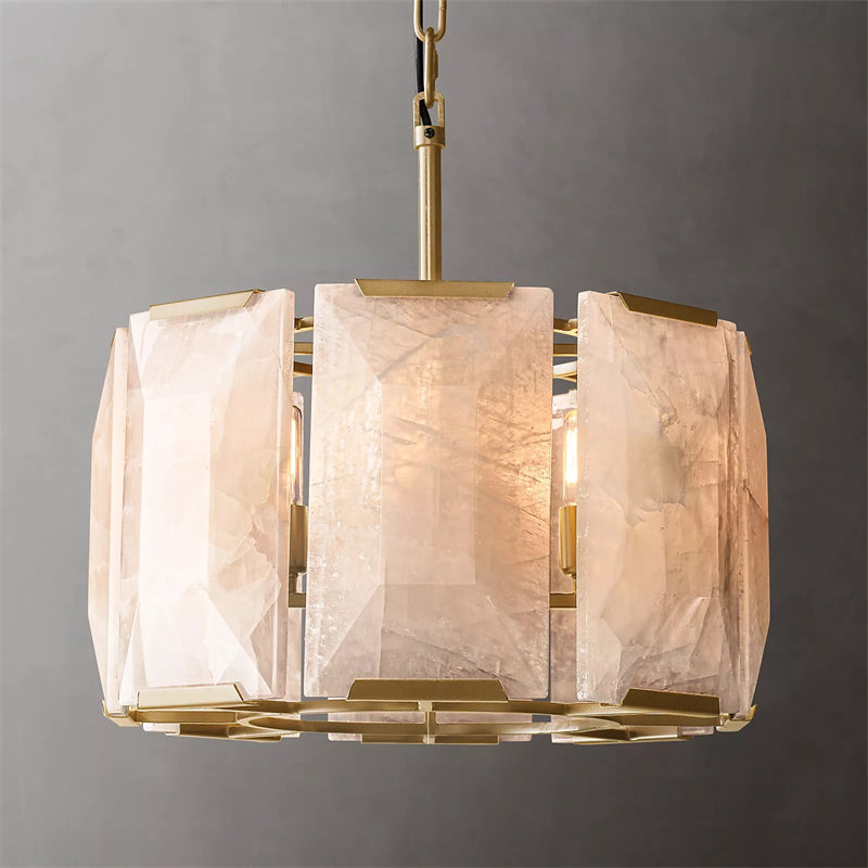 Harlowe Calcite Round Chandelier 19", Modern Island Chandelier