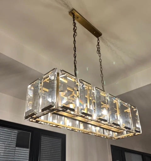Jean Harlow Crystal Rectangular Chandelier 62"