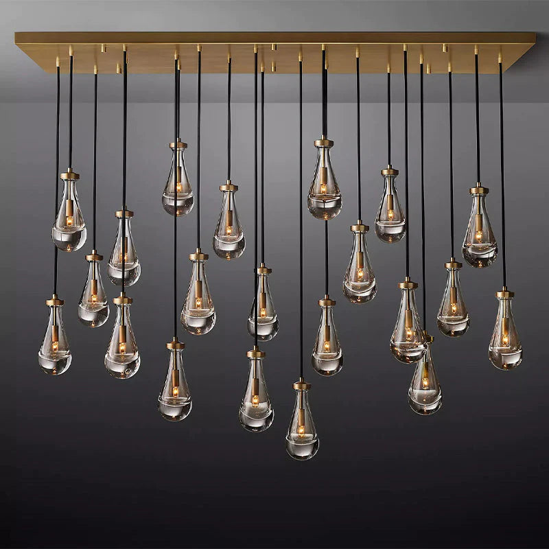 Raindrop Modern Rectangle Chandelier 72" Over Dining Table
