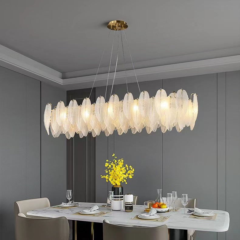 Gilbert Feather rectangular Chandelier, Luxury Chandelier Bedroom