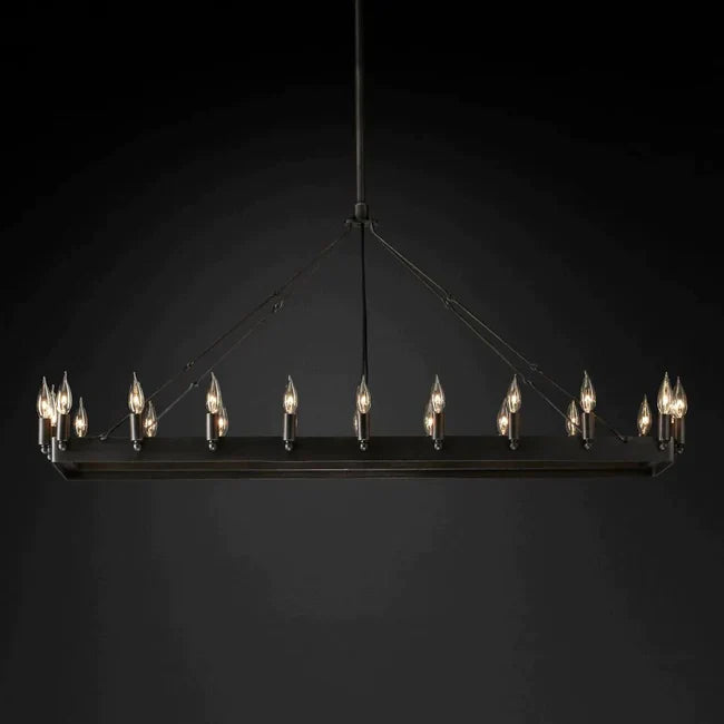 Filament Vintage Candelabra Rectangular Chandelier, Indoor Chandelier Fixtures