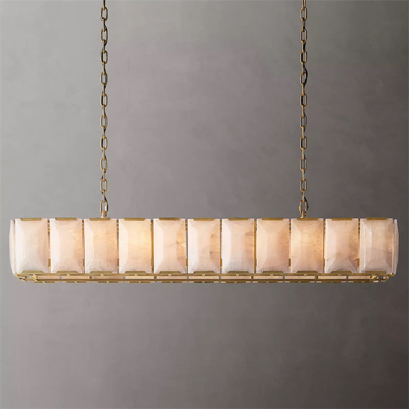 Harlowe Calcite Rectangular Chandelier 74", Modern Marble Chandelier