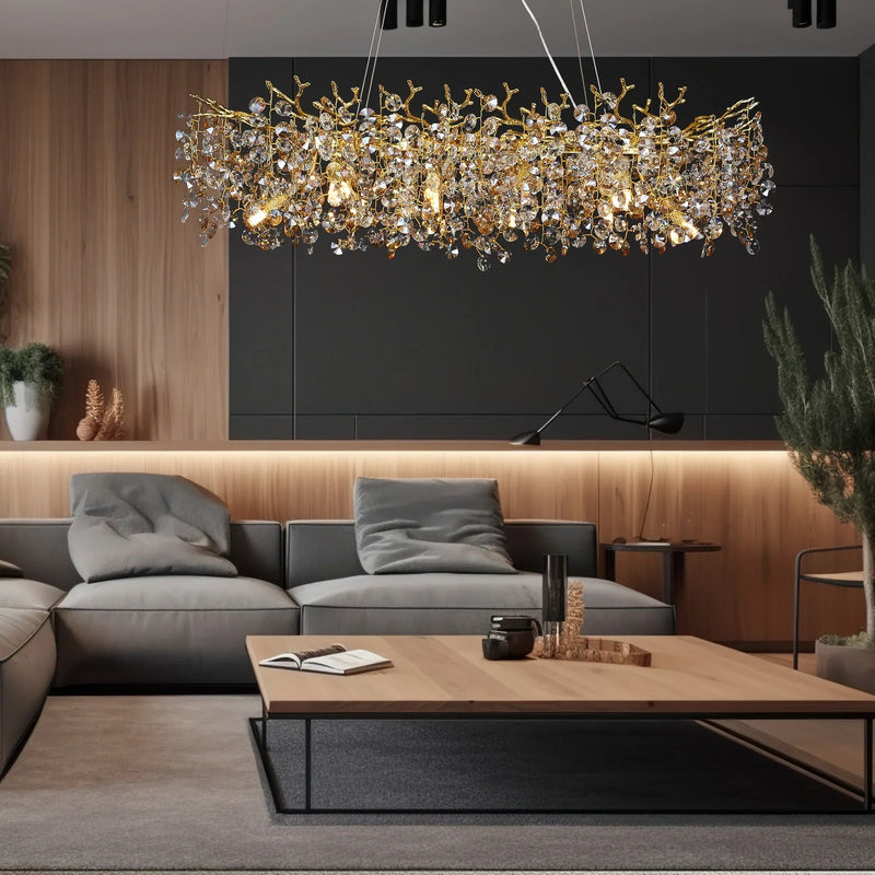 North Rectangular Branch Chandelier Crystal for Dinning