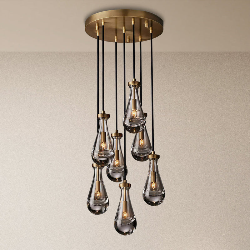 Modern Raindrop Round Chandelier 14" 5-Lights (Cord)
