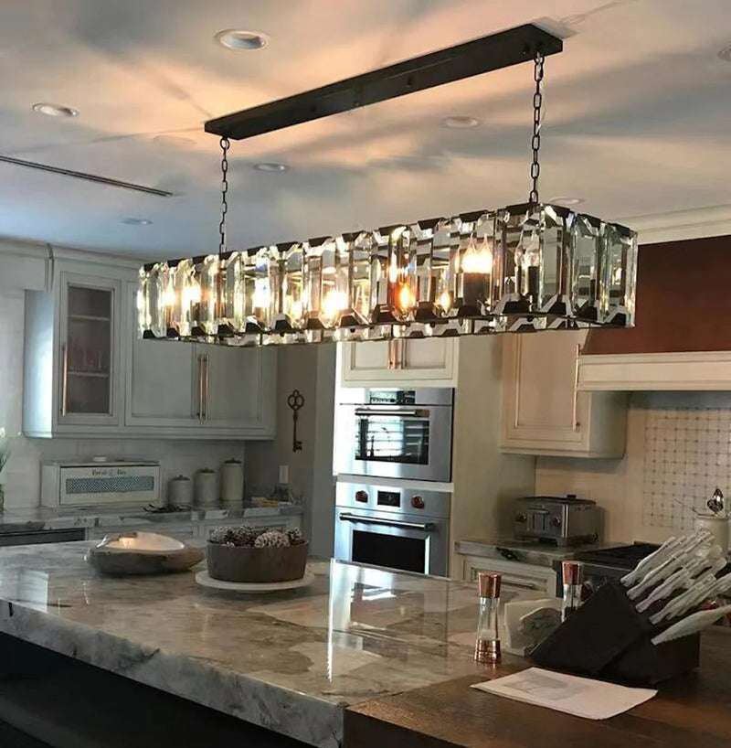 Jean Harlow Crystal Rectangular Chandelier 74"