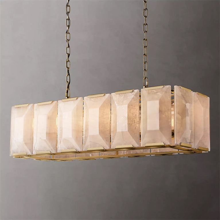 Harlowe Calcite Rectangular Chandelier 42" for Bedroom, Dinning room