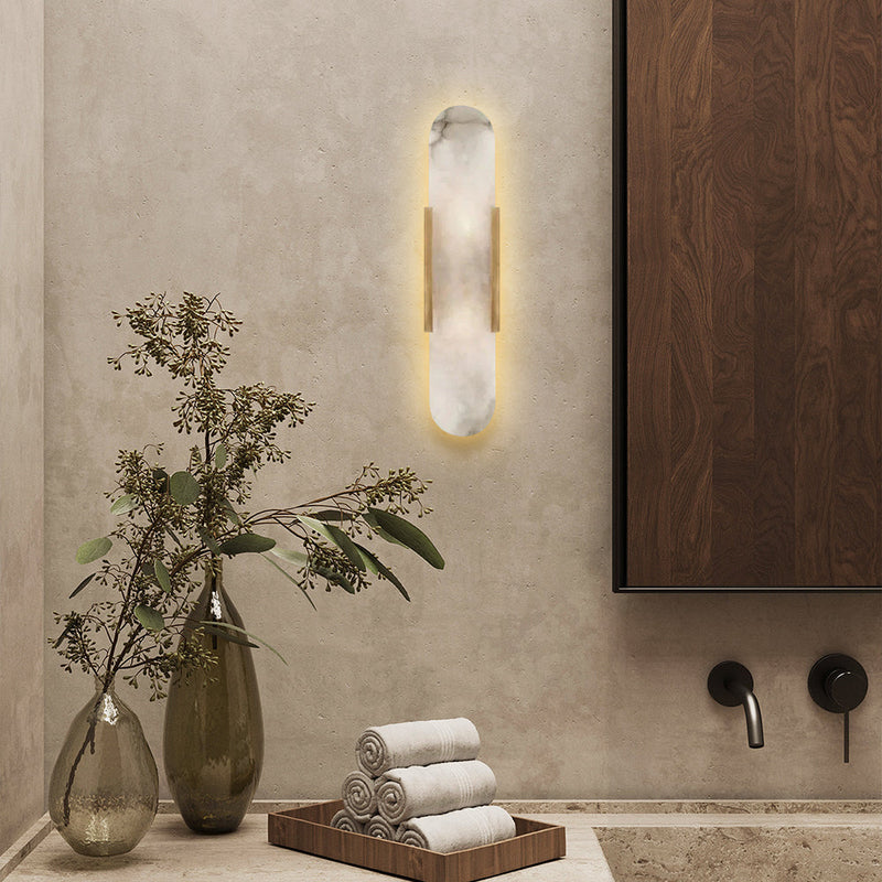 Melange Elongated Alabaster Wall Sconce 20''H 28''H