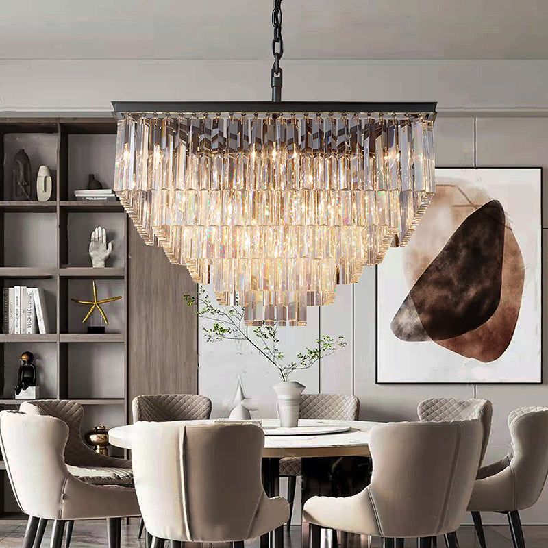 Clavel Multi-Tier Crystal Square chandelier 34", Indoor Decoration Light