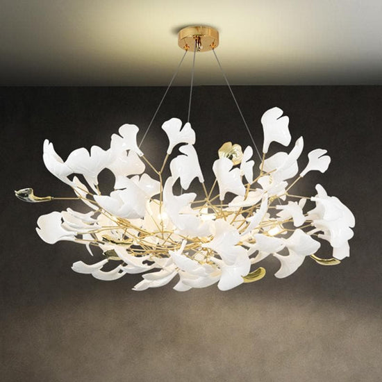 Ceramic Ginkgo Petal Chandelier chandeliers for dining room,chandeliers for stairways,chandeliers for foyer,chandeliers for bedrooms,chandeliers for kitchen,chandeliers for living room Rbrights   