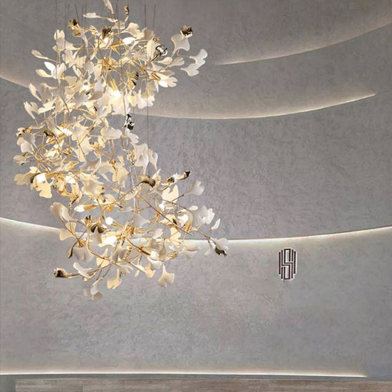 Ceramic Ginkgo Staircase  Long Branch Chandelier chandeliers for dining room,chandeliers for stairways,chandeliers for foyer,chandeliers for bedrooms,chandeliers for kitchen,chandeliers for living room Rbrights 49.2" D  