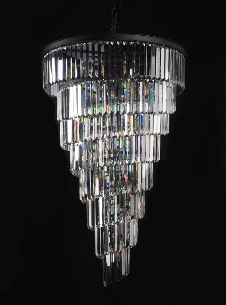 Odeon Spiral Tiered/ Layered Crystal Fringe Living Room Chandelier Light