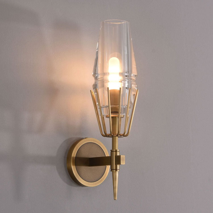 David Red Wine Glass Wall Sconce, Brass